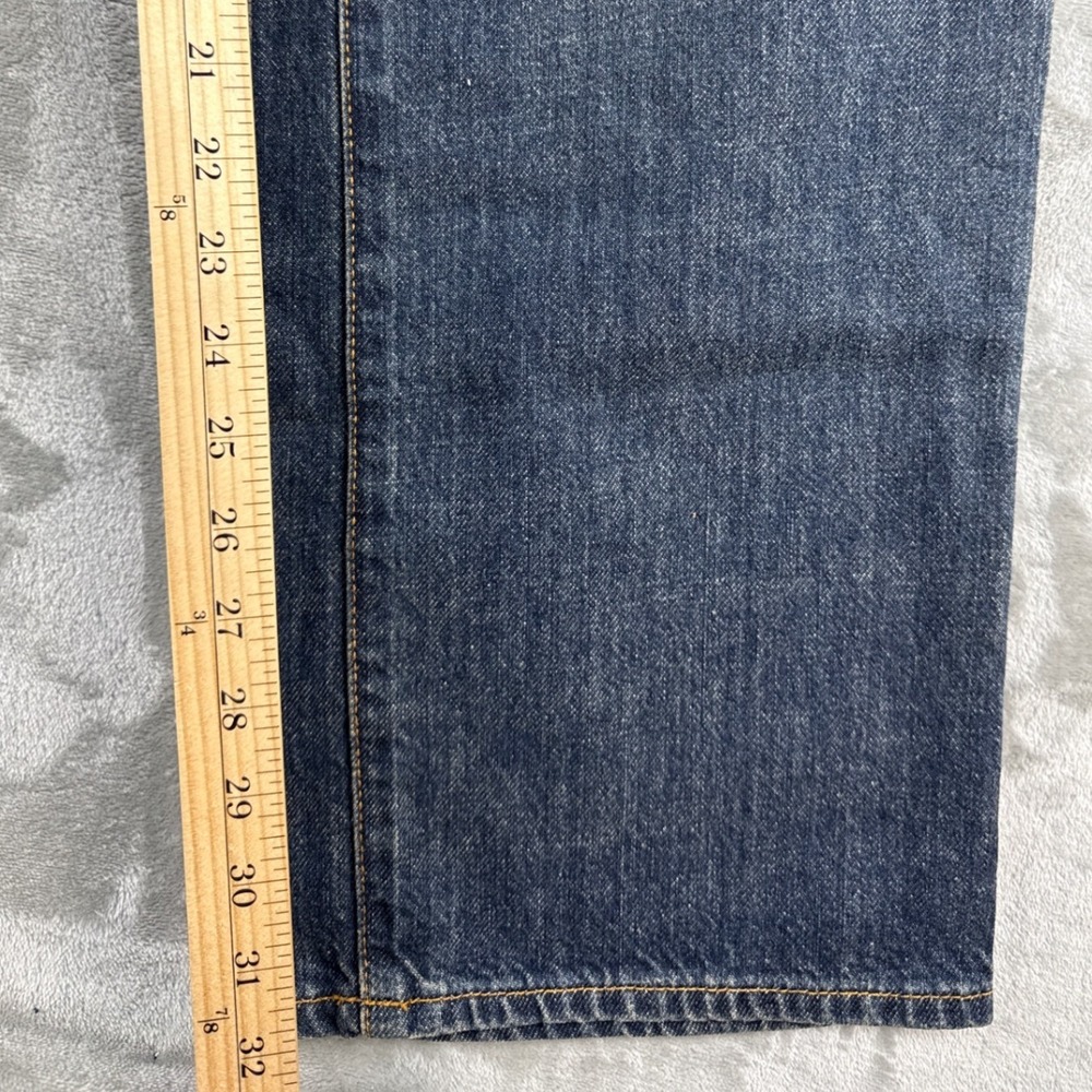 Guess Jeans Mens 30 Blue Denim Straight Leg Button Fly Distressed - Picture 4 of 8